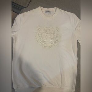 Kenzo White Embroidered Tiger Crewneck Sweatshirt